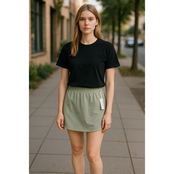 2/$30 SUNDAYS NYC Mini Skirt Size 0 NEW Green Soft Athleisure Drawstring - Picture 8 of 8